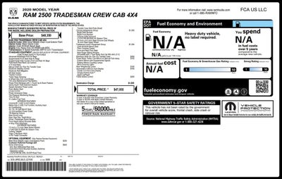 2020 RAM 2500 Tradesman Crew Cab 4x4 6'4' Box