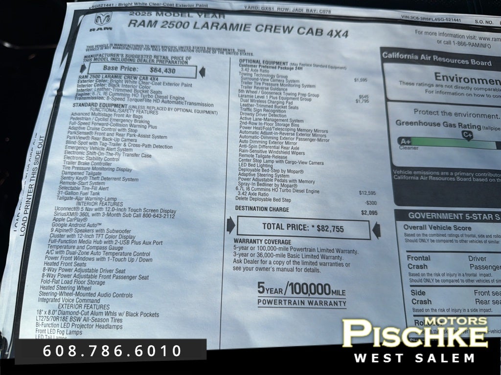 2025 RAM 2500 Laramie Crew Cab 4x4 6'4' Box