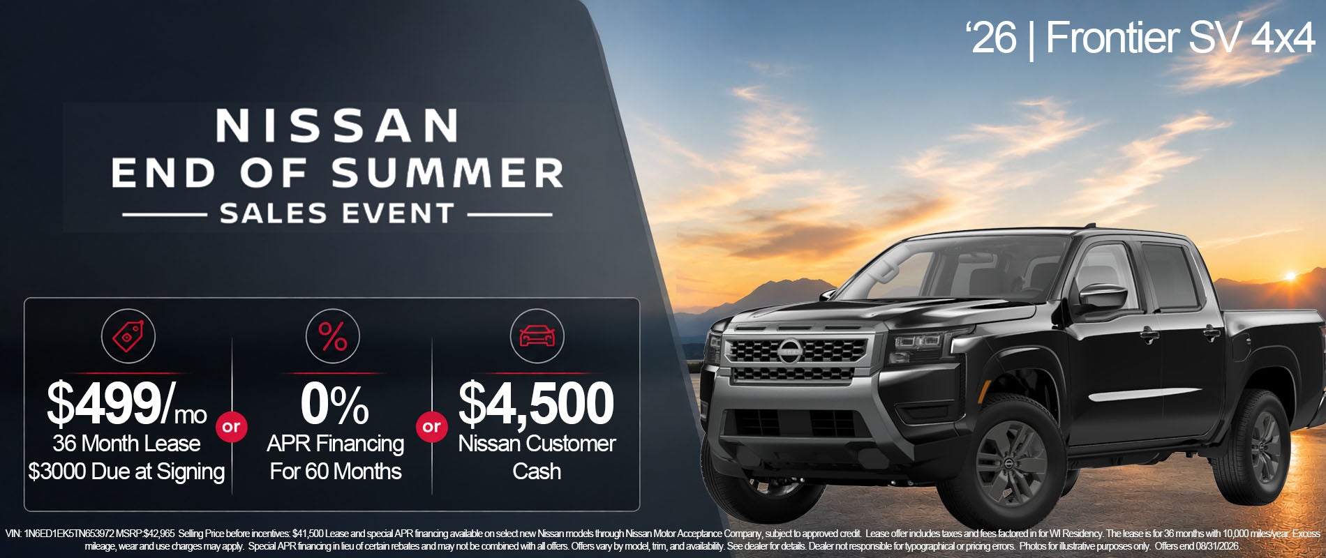 Nissan Frontier Ad lease offer & Special Finance Offer