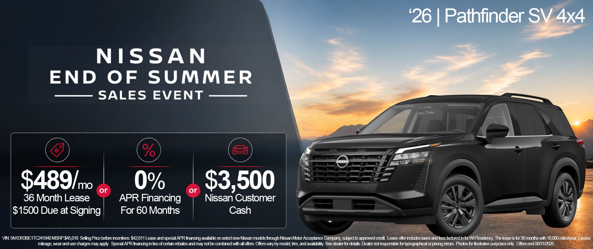 Nissan Pathfinder Ad lease offer & Special Finance Offer