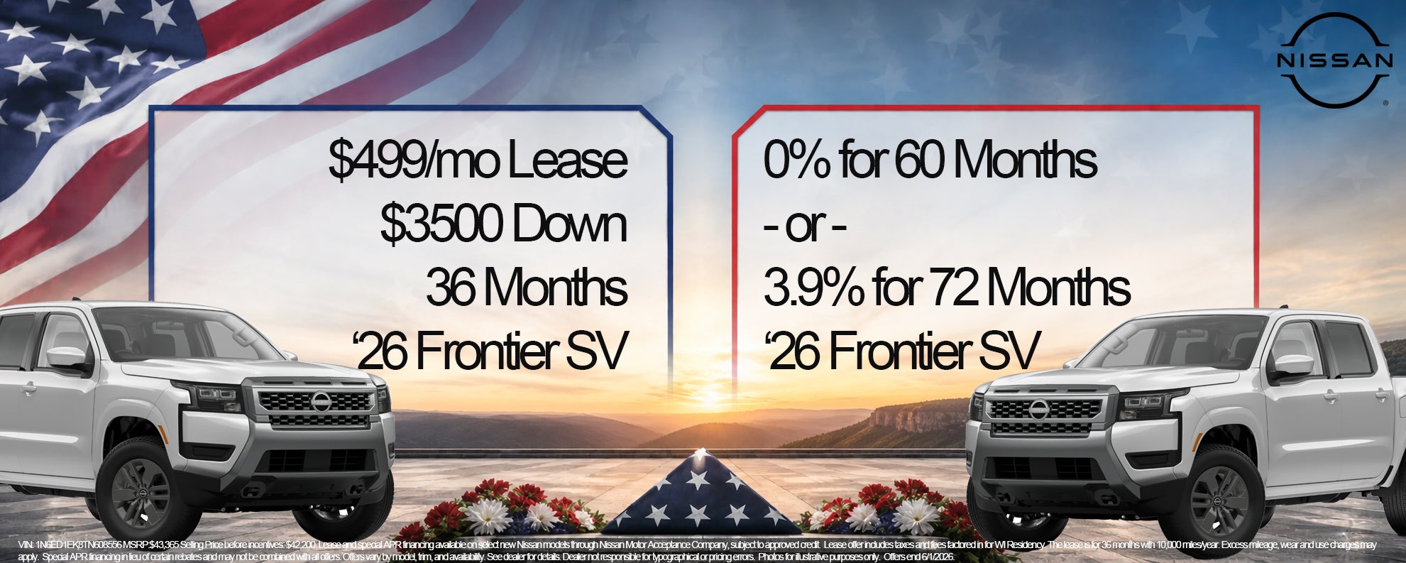 Nissan Frontier Special Finance Offer 0% 499 month lease 