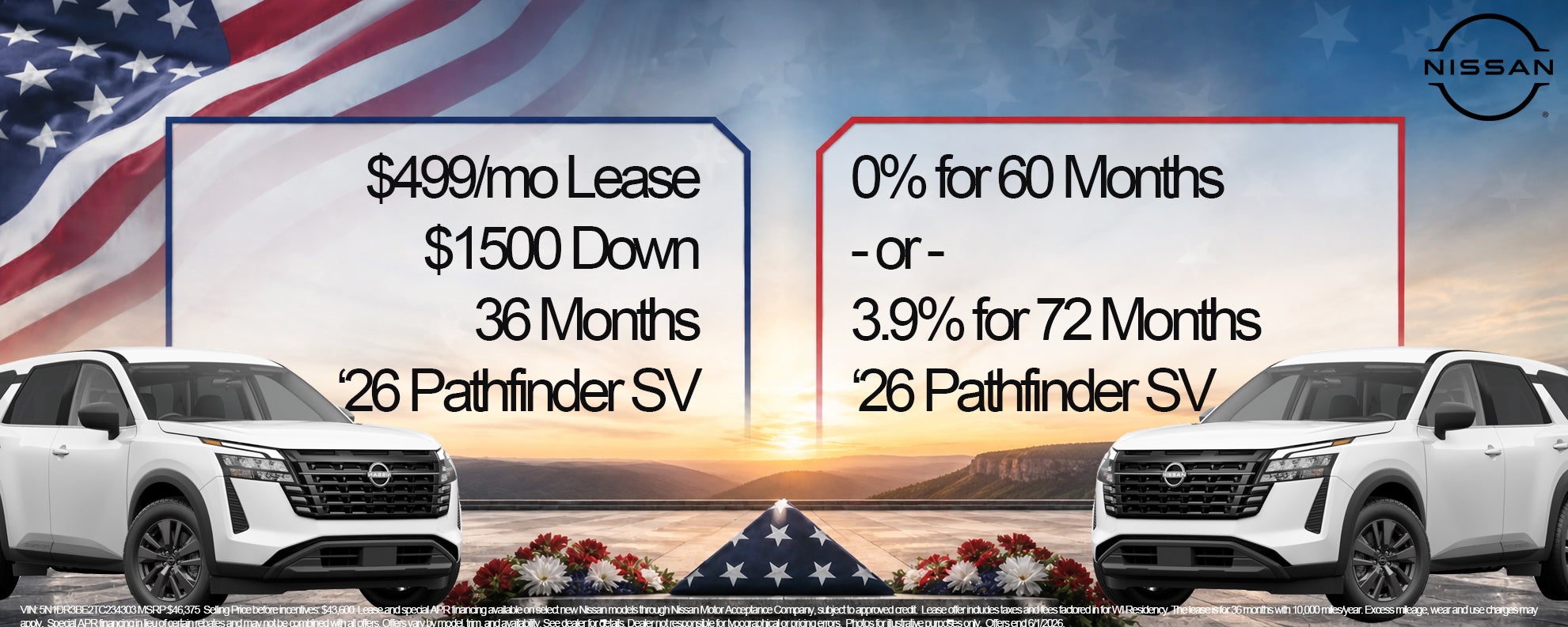 Nissan Pathfind Special Finance Offer 0% 499 month lease 